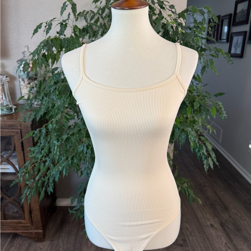 Cream Ribbed Bodysuit